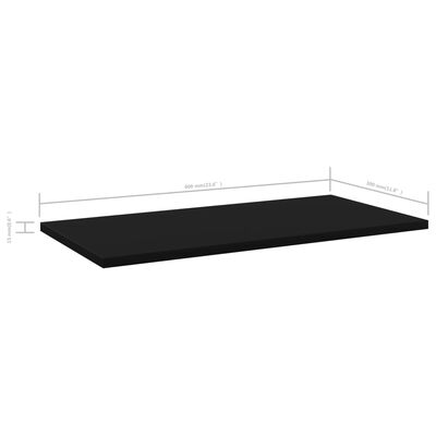 vidaXL Hyllplan 4 st svart 60x30x1,5 cm spånskiva