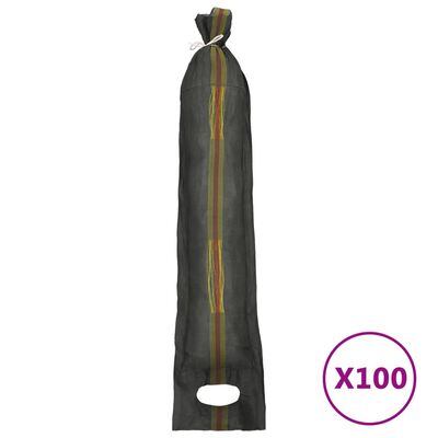 vidaXL Sandsäckar 100 st mörkgrön 103x25 cm HDPE