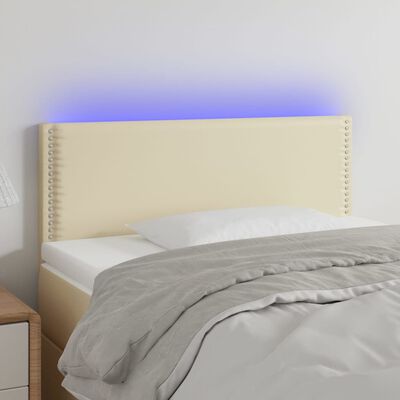 vidaXL Sänggavel LED gräddvit 90x5x78/88 cm konstläder