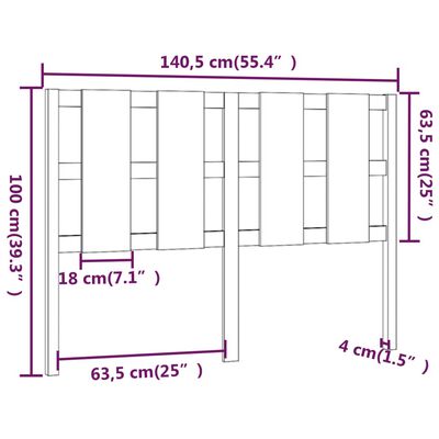 vidaXL Sänggavel honungsbrun 140,5x4x100 cm massiv furu