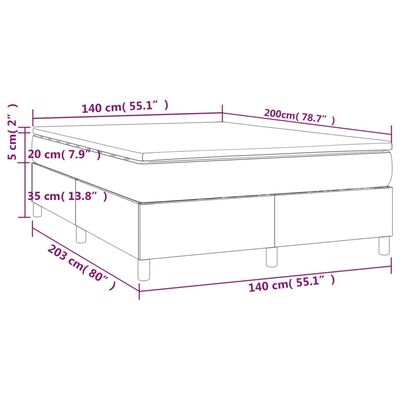 vidaXL Ramsäng med madrass mörkgrå 140x200 cm sammet