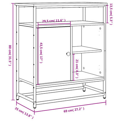 vidaXL Skänk sonoma-ek 69x35x80 cm konstruerat trä