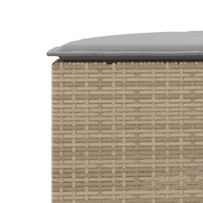 vidaXL Trädgårdspall med dyna beige konstrotting