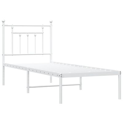 vidaXL Sängram utan madrass med huvudgavel metall vit 75x190 cm