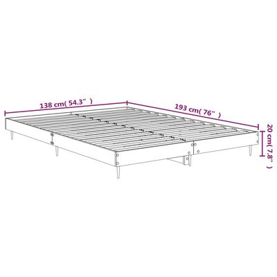 vidaXL Sängram brun ek 135x190 cm konstruerat trä