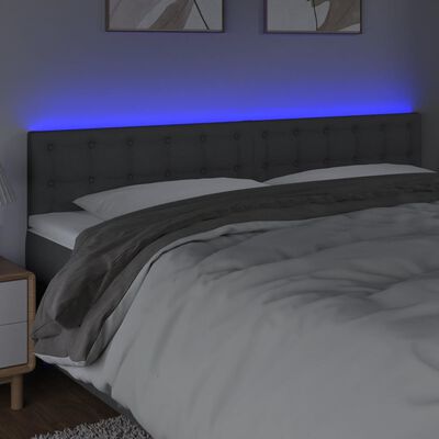 vidaXL Sänggavel LED mörkgrå 180x5x78/88 cm tyg