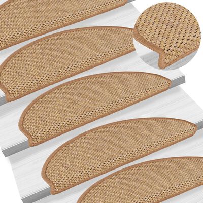 vidaXL Trappstegsmattor självhäftande sisal 15 st 65x21x4 cm sisal