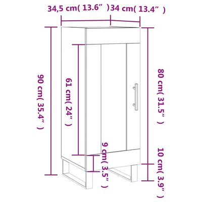 vidaXL Skänk rökfärgad ek 34,5x34x90 cm konstruerat trä