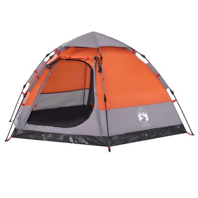 vidaXL Campingtält 4 personer grå och orange snabbrest