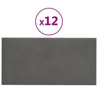 vidaXL Väggpaneler 12 st mörkgrå 30x15 cm sammet 0,54 m²