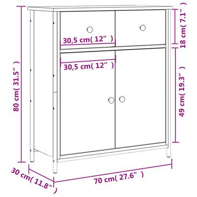 vidaXL Skänk brun ek 70x30x80 cm konstruerat trä