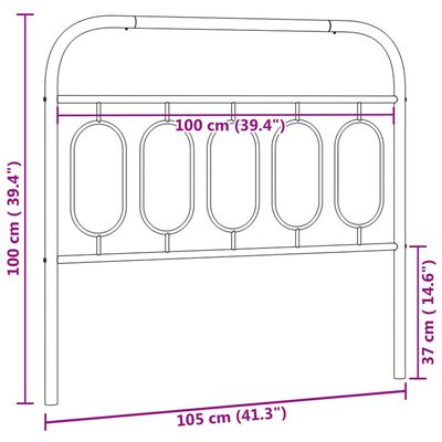 vidaXL Huvudgavel metall svart 100 cm