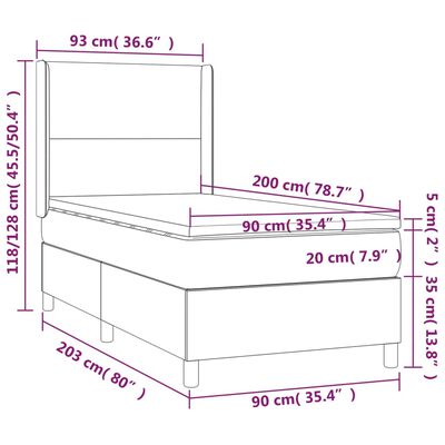 vidaXL Ramsäng med madrass vit 90x200 cm konstläder