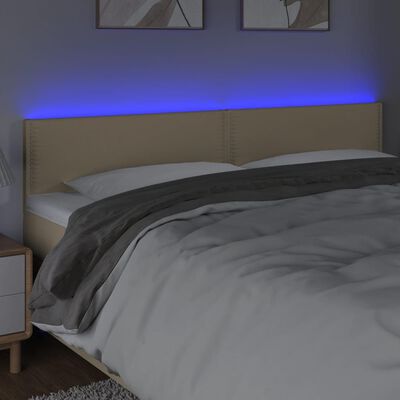 vidaXL Sänggavel LED gräddvit 160x5x78/88 cm tyg