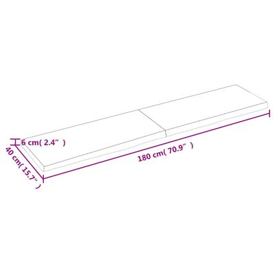 vidaXL Bordsskiva 180x40x(2-6) cm obehandlad massiv ek