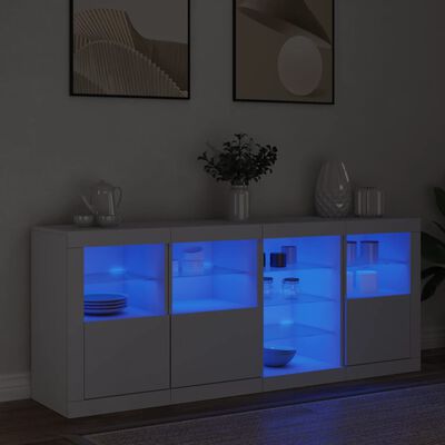 vidaXL Skänk med LED-belysning vit 164x37x67 cm