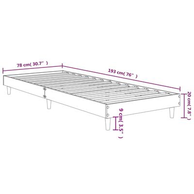 vidaXL Sängram utan madrass sonoma-ek 75x190 cm konstruerad trä