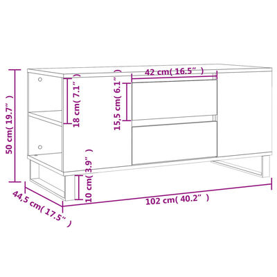 vidaXL Soffbord rökfärgad ek 102x44,5x50 cm konstruerat trä