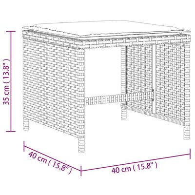 vidaXL Trädgårdspallar med dynor 4 st grå 40x40x35 cm konstrotting