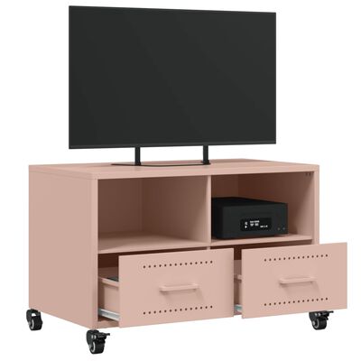 vidaXL Tv-bänk rosa 68x39x43,5 cm stål