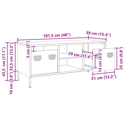 vidaXL Tv-bänk olivgrön 101,5x39x43,5 cm kallvalsat stål