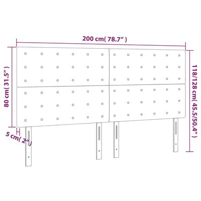 vidaXL Huvudgavlar 4 st ljusgrå 100x5x78/88 cm tyg