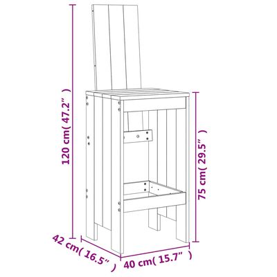 vidaXL Barstolar 2 st honungsbrun 40x42x120 cm massiv furu