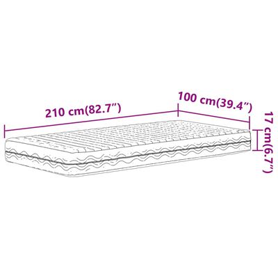 vidaXL Skummadrass vit 100x210 cm hårdhet H2 H3