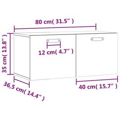 vidaXL Väggskåp betonggrå 80x36,5x35 cm konstruerat trä