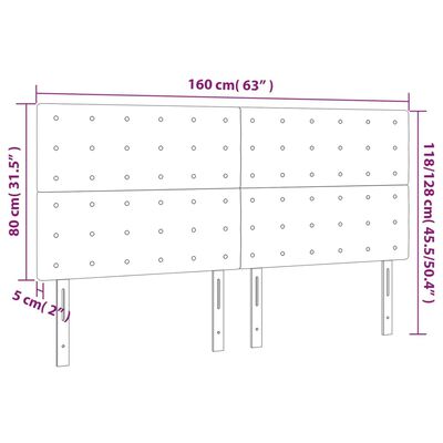 vidaXL Sänggavel 4 st Ljusgrå 80x5x78/88 cm tyg