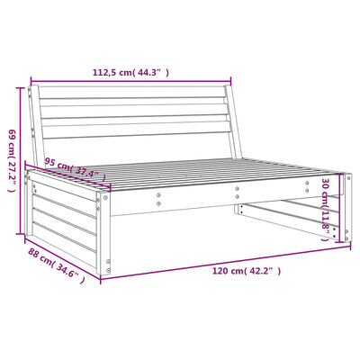 vidaXL Mittensoffa 120x80 cm massiv furu