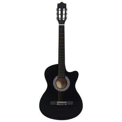 vidaXL Gitarr 12 delar med 6 strängar western svart 38"