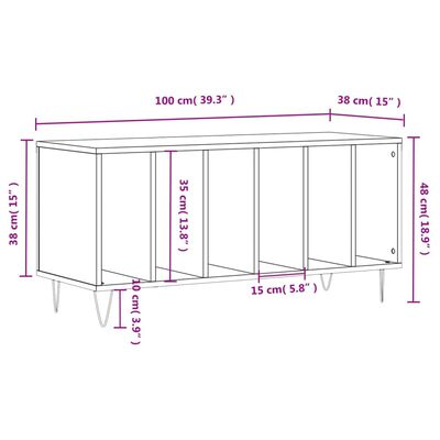 vidaXL Stereobänk rökfärgad ek 100x38x48 cm konstruerat trä