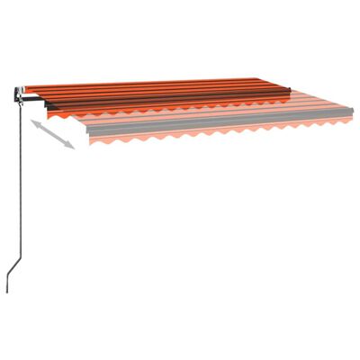 vidaXL Automatisk markis med vindsensor & LED 450x350 cm orange/brun