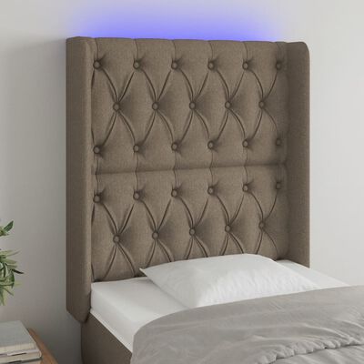 vidaXL Sänggavel LED taupe 83x16x118/128 cm tyg