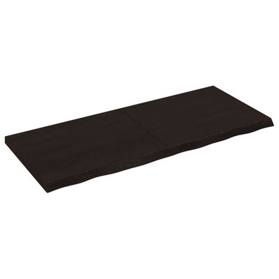 vidaXL Vägghylla mörkbrun 120x50x(2-4) cm behandlad massiv ek