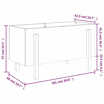 vidaXL Odlingslåda på ben 101x50x57 cm vit massiv furu