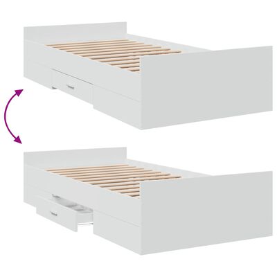 vidaXL Sängram med lådor vit 90x190 cm konstruerad trä