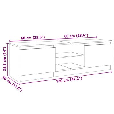 vidaXL TV-bänk med LED-belysning vit högglans 120x30x35,5 cm