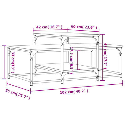 vidaXL Soffbord sonoma-ek 102x60x45 cm konstruerat trä