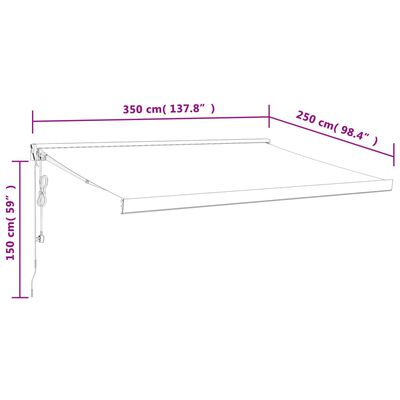 vidaXL Markis infällbar antracit 3,5x2,5 m tyg&aluminium