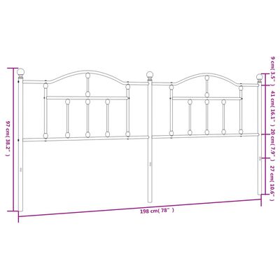 vidaXL Huvudgavel metall svart 193 cm