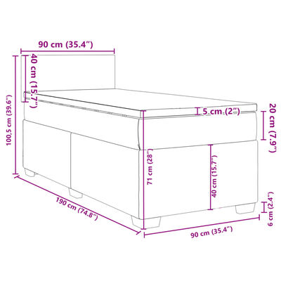 vidaXL Ramsäng med madrass mörkblå 90x190 cm sammet