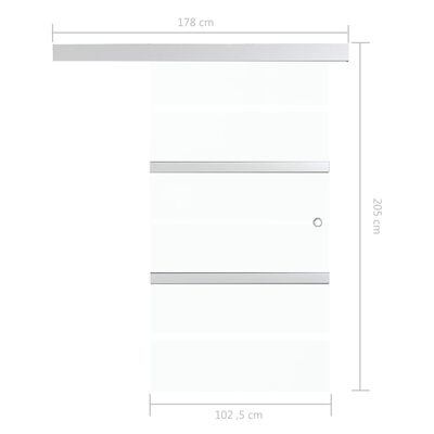 vidaXL Skjutdörr ESG-glas och aluminium 102,5x205 cm silver