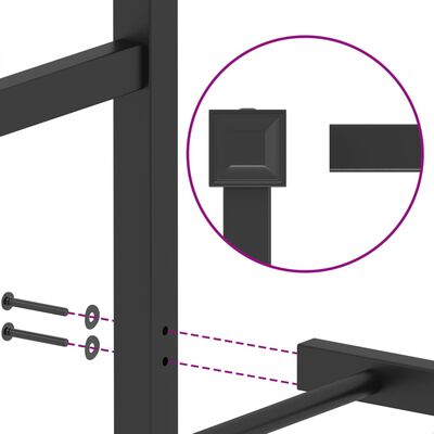 vidaXL Sängram med huvudgavel och fotgavel svart metall 200x200 cm