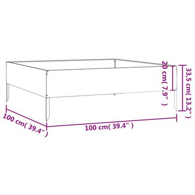 vidaXL Odlingslåda 100x100x33,5 cm rosttrögt stål