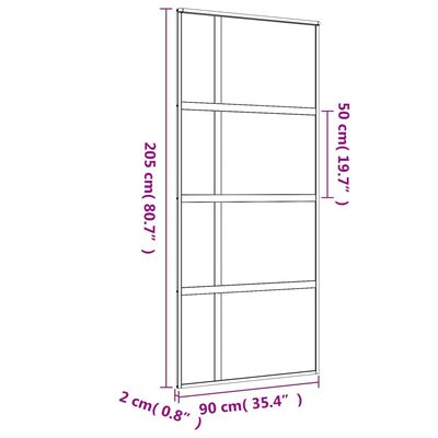 vidaXL Skjutdörr guld 90x205 cm klart ESG-glas och aluminium