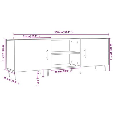 vidaXL Tv-bänk betonggrå 150x30x50 cm konstruerat trä