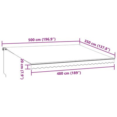 vidaXL Markis manuellt infällbar brun 500x350 cm