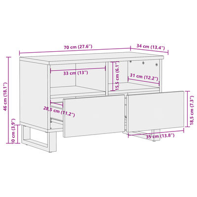 vidaXL Tv-bänk 70x34x46 cm massivt akaciaträ